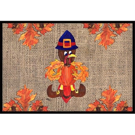 Carolines Treasures Carolines Treasures 8743JMAT 24 x 36 in. Thanksgiving Turkey Pilgrim Fleur De Lis Indoor Or Outdoor Doormat 8743JMAT